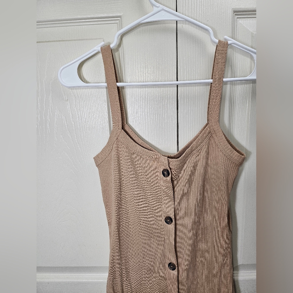 Vero Moda Tan Ribbed Sheath Dress - Picture 2 of 6